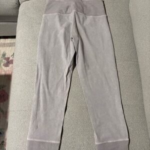Lululemon Wunder Under Crop 23" Ribbed Washed French Clay Gray